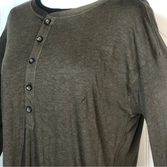 RALPH LAUREN Brown Long Sleeve Henley Dress Size XL NWT with flaw